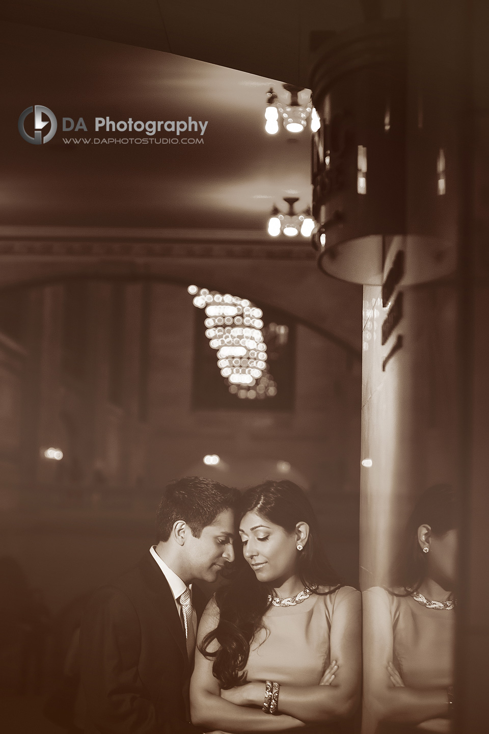 Couple in Love at Grand Central Station, Engagement Portrait Session