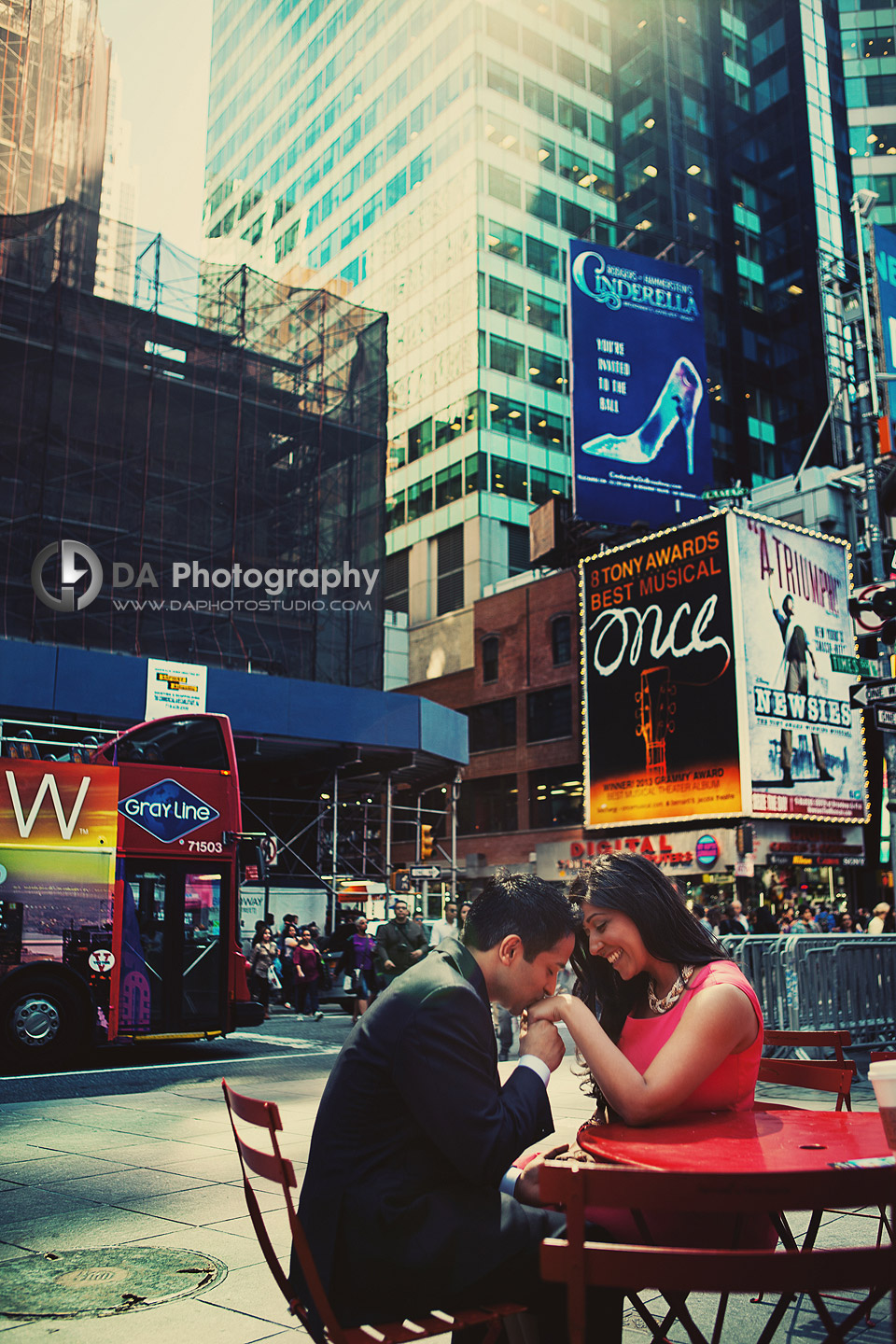 Time Square and two in love, Engagement Portrait Session