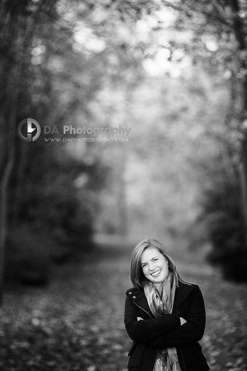 Black and White Teen Portrait, Fall Theme - Family Photographer