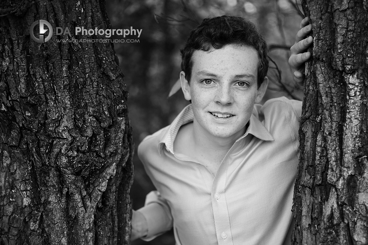 Black and White Teen Portrait, Fall - Family Photographer