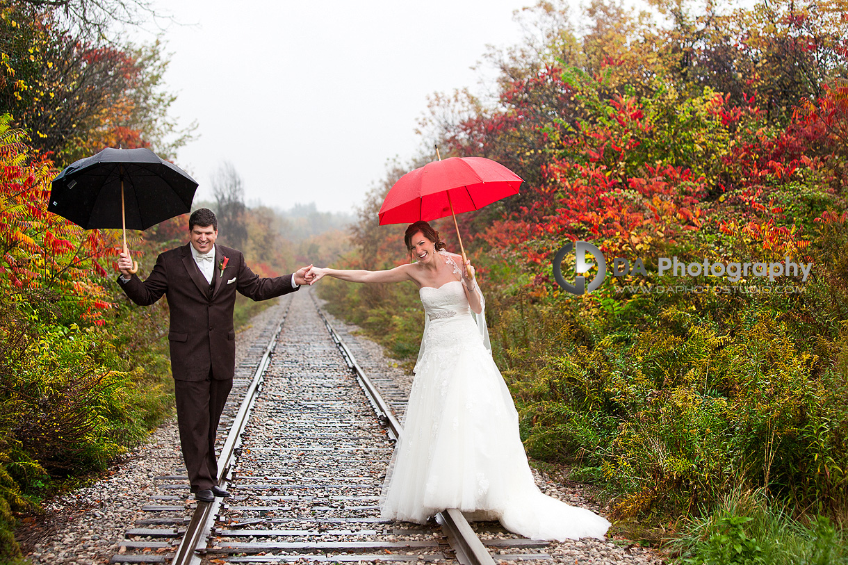 Fun at the railroad at Caledon Golf and Country Club - Wedding Photographer