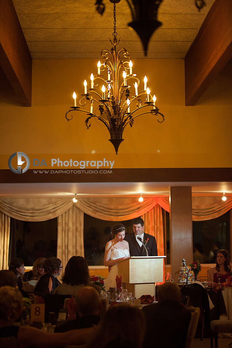 Wedding couple speech inside Caledon Golf and Country Club - Wedding Photographer