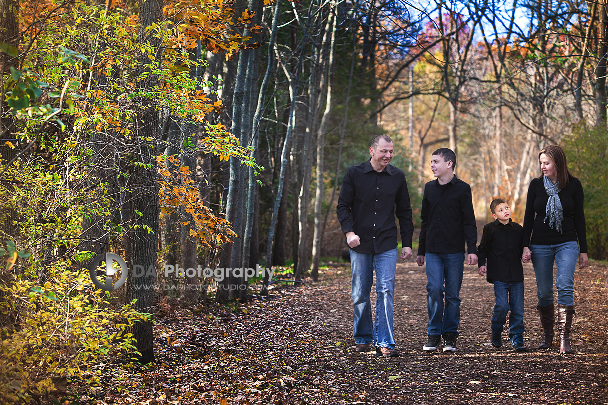 Family walk in fall Portrait - Family  Photographer