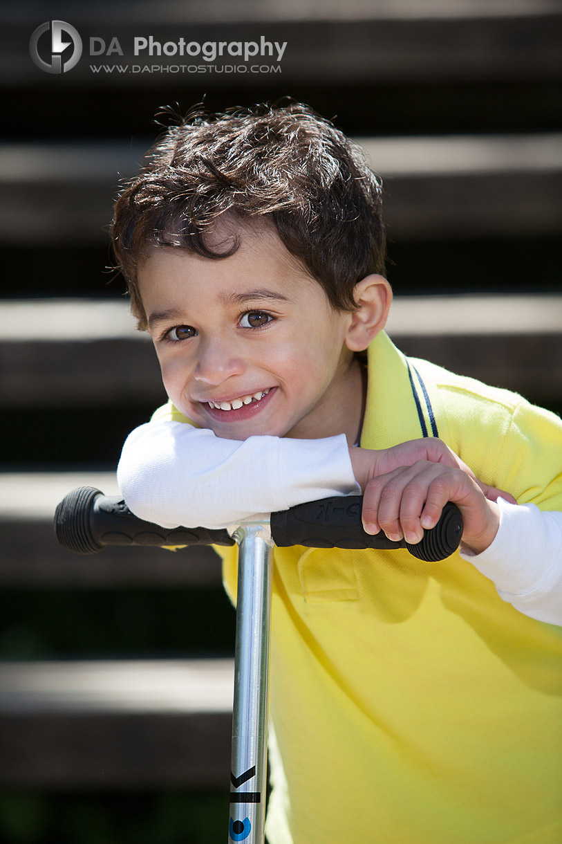 Toddler portrait with his scooter - Family Photographer