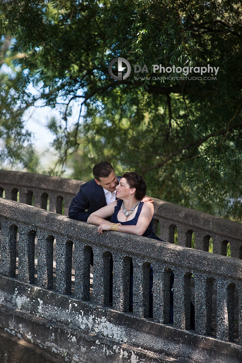 Couple at the stone bridge - Toronto Island Wedding Photographer