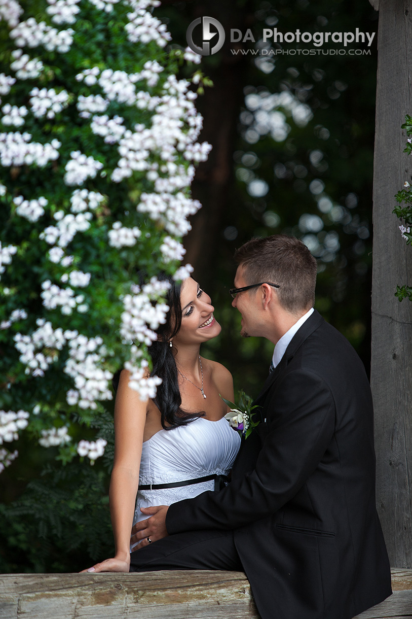 Bride and groom at the gazebo - Local Wedding Photographer - Terrace on the Green  - Wedding Venue