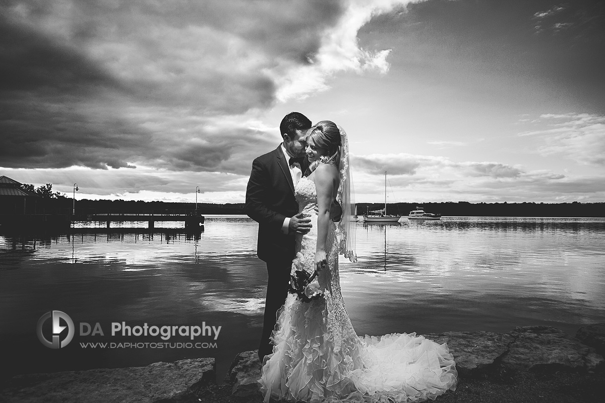 Lakefront Wedding Couple Image in Black and White - Wedding Photography by Dragi Andovski - www.daphotostudio.com