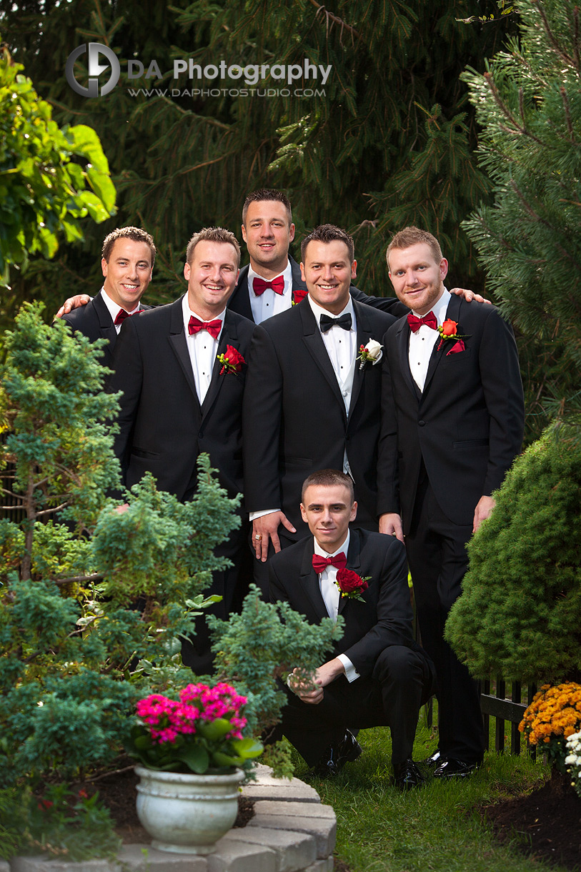 Groom and His Groomsmen Outdoors - Wedding Photography by Dragi Andovski - Terrace On The Green - Brampton, ON