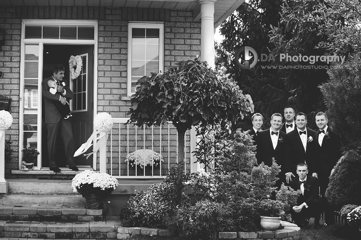 Groom and His Groomsmen Outdoors - Wedding Photography by Dragi Andovski - Terrace On The Green - Brampton, ON