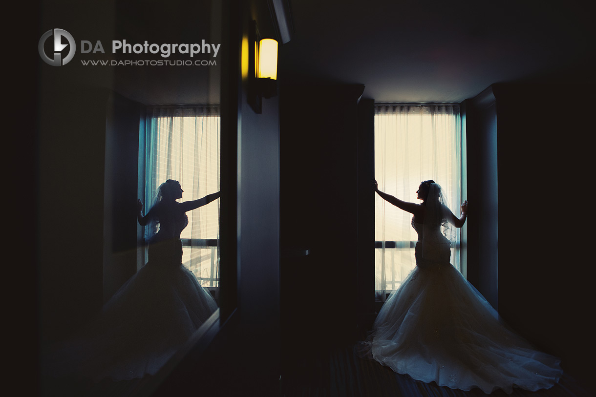 Bride's Silhouette - Wedding Photography by Dragi Andovski - Terrace On The Green - Brampton, ON