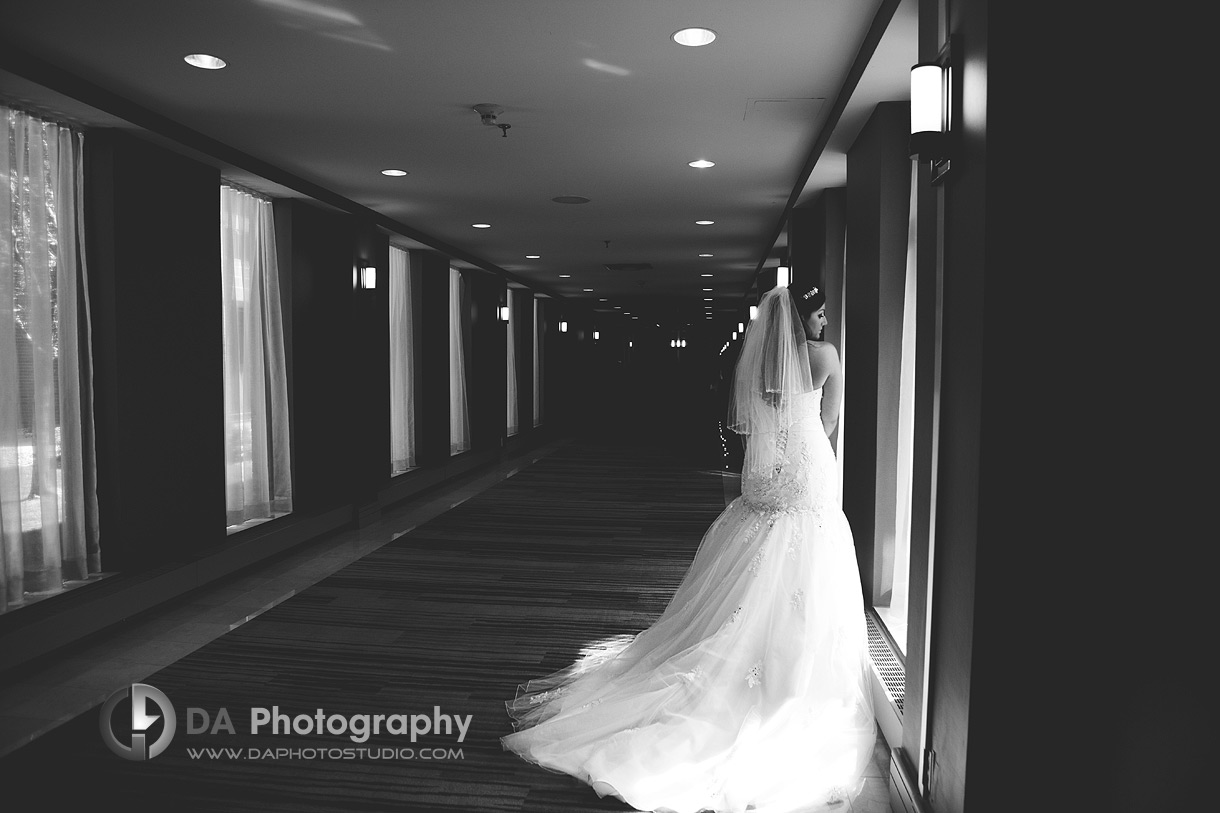 Wedding Dress Photo by Window - Wedding Photography by Dragi Andovski - Terrace On The Green - Brampton, ON