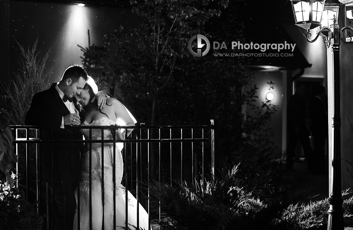 Bride and Groom Nighttime Black and White - Wedding Photography by Dragi Andovski - Terrace On The Green - Brampton, ON