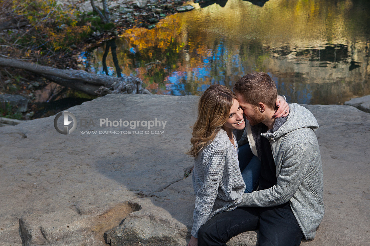 Fall Engagement Photos with Pond Reflection - Wedding Photography by Dragi Andovski - Albion Falls, Hamilton ON