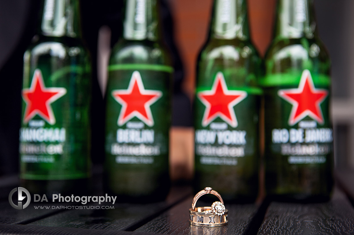Wedding Details - Rings in front of Drinks - Wedding Photography by Dragi Andovski - Hamilton, ON