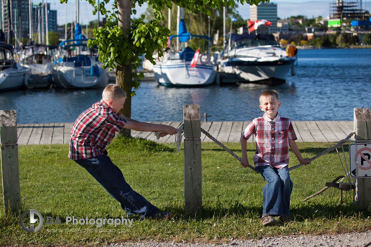 Children's Waterfront Photo Shoot - Brothers Joking Around - Family Photography by Dragi Andovski - Barrie, ON