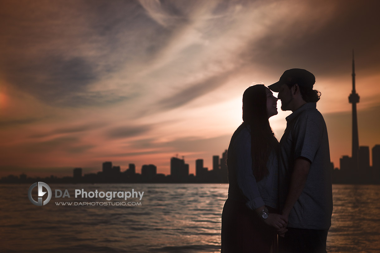 Love birds at Sunset  - Toronto Island  with Toronto Skyline background - www.daphotostudio.com