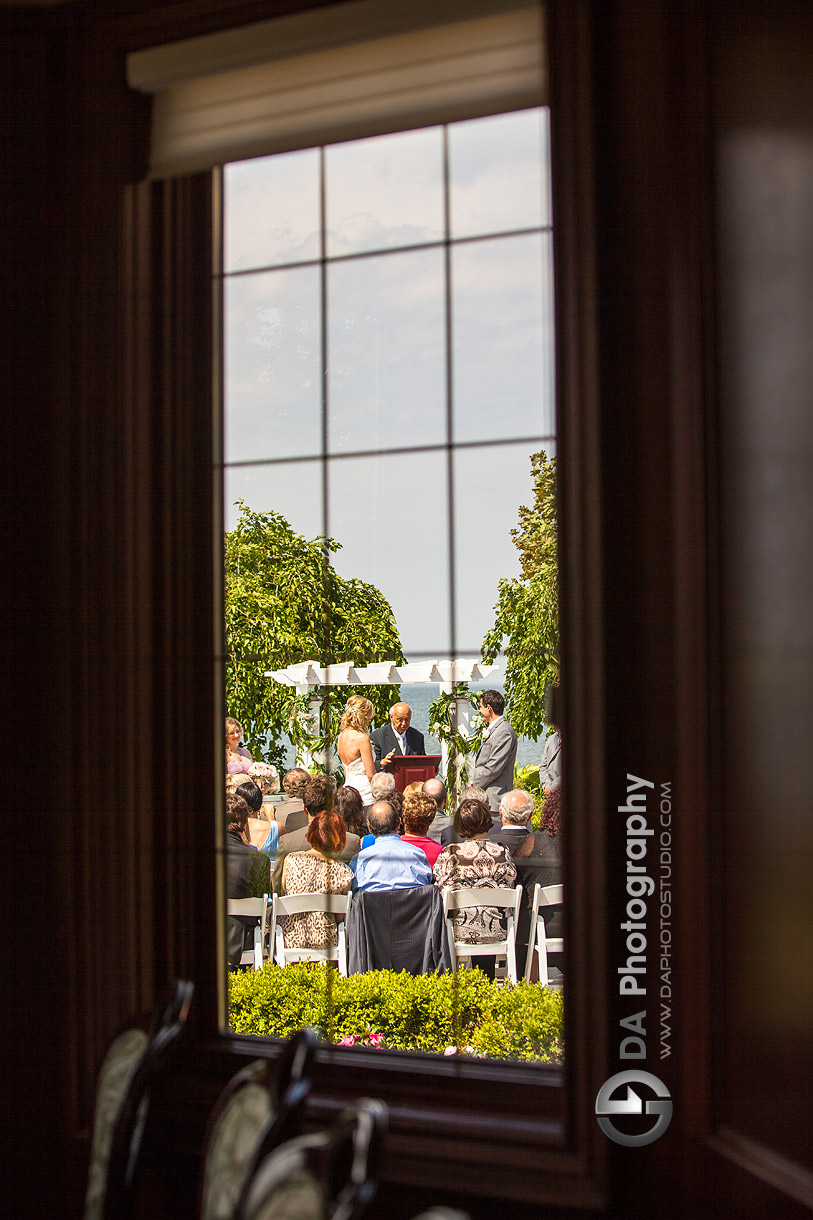 Outdoor Ceremony from Inside Venue - Wedding Photography by DA Photography - Edgewater Manor - Stoney Creek, 