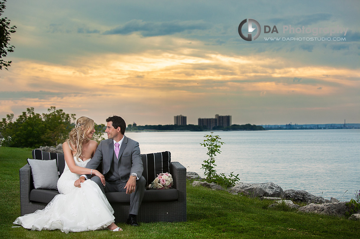 Bride and Groom Sunset at the Lake - Wedding Photography by DA Photography - Edgewater Manor - Stoney Creek, ON
