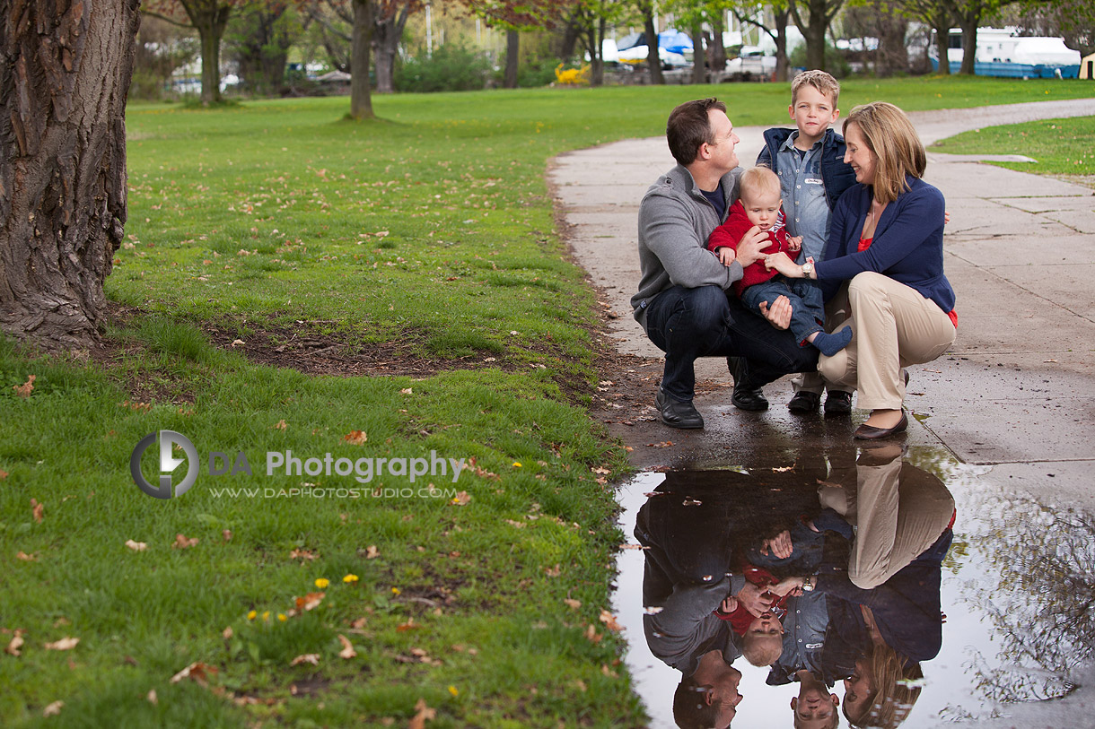 Family fun after rain, family reflection - DA Photography at Toronto Islands, www.daphotostudio.com