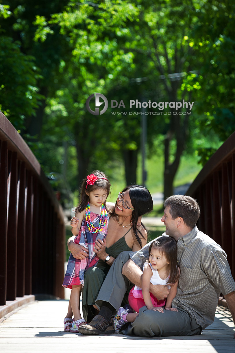 Contemporary photojournalistic family portrait at the bridge - DA Photography at Ball's Falls, www.daphotostudio.com