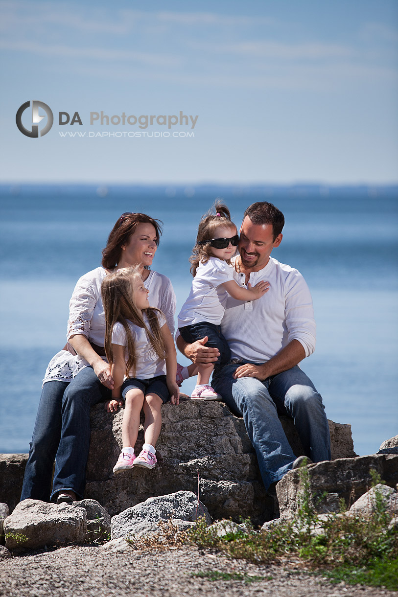 Family Portrait by the lake - at Gairloch Gardens, Oakville by DA Photography , www.daphotostudio.com