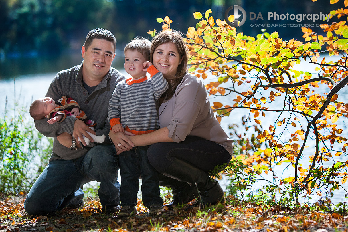 Family portrait with their newborn baby by the lake - Heart Lake Conservation Area, Brampton by DA Photography , Family Photography