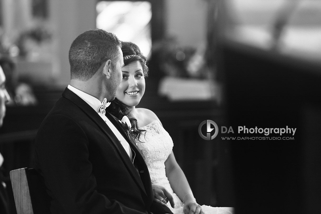 The Look, Bride and groom in a church italian wedding ceremony- Wedding Photography by Dragi Andovski at Erchelss Estate, Oakville