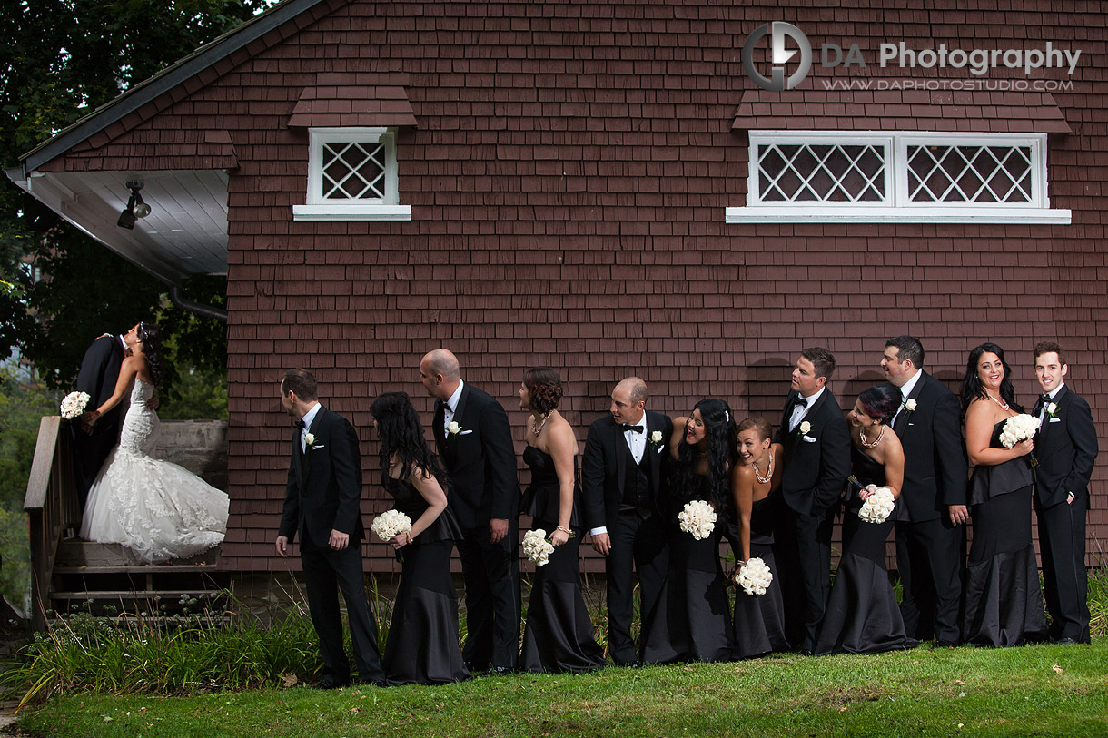 Groom and Bride with their "curious" bridal party - Wedding Photography by Dragi Andovski at Erchelss Estate, Oakville