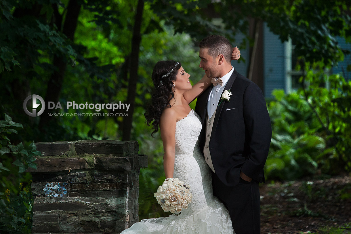 Bride and groom in a park, greenery and us - Wedding Photography by Dragi Andovski at Erchelss Estate, Oakville