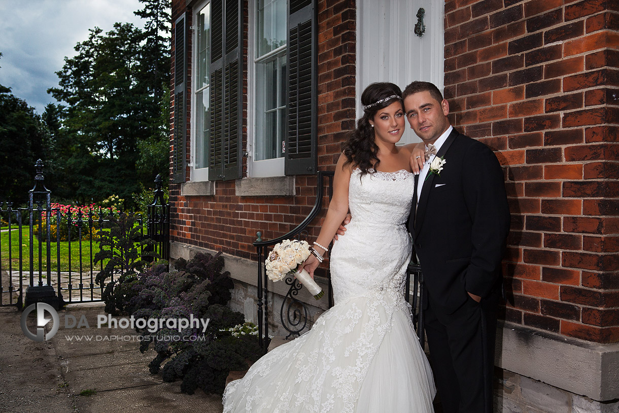 Bride and groom at Erchless Estate Museum - Wedding Photography by Dragi Andovski at Erchelss Estate, Oakville