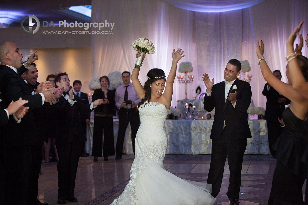 Groom and Bride grand entrance on their wedding reception - Wedding Photography by Dragi Andovski at Erchelss Estate, Oakville