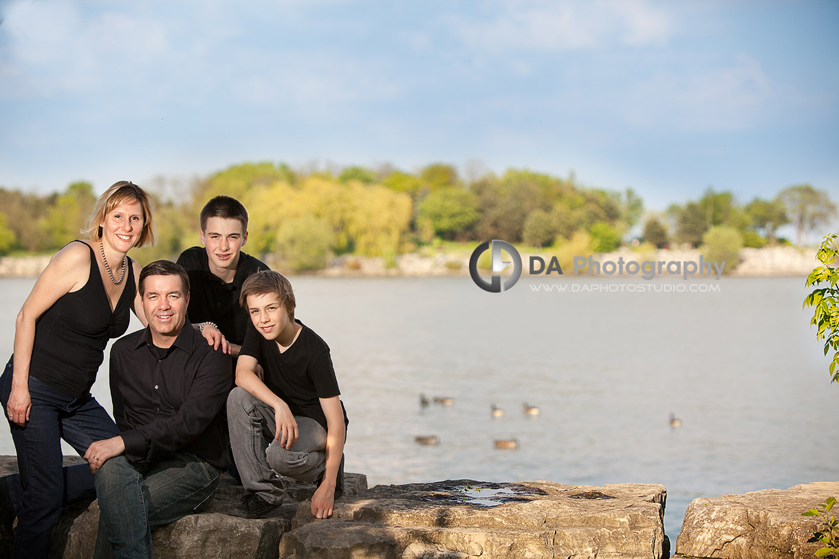 Family Photo Session with Teenage boys by the lake - by DA Photography at Adamson Estate, www.daphotostudio.com
