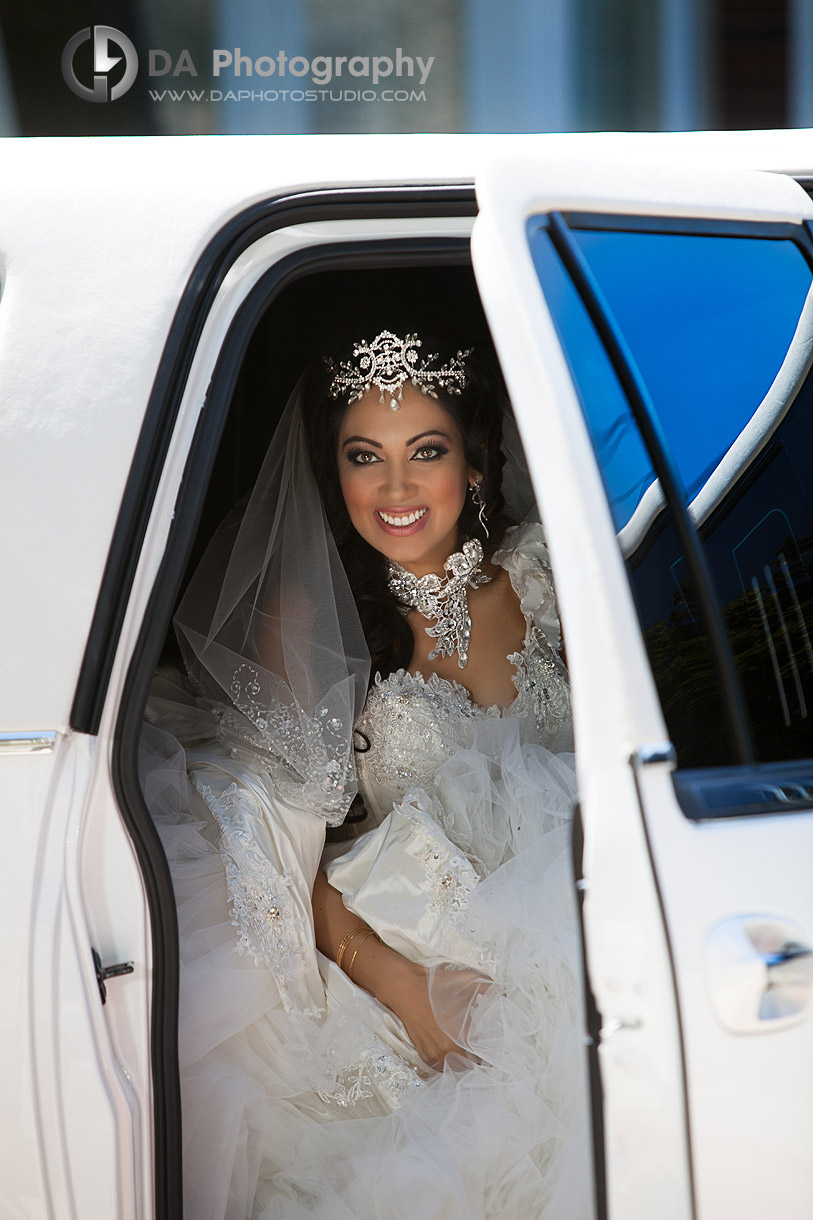 Wedding Day, bride exiting the limo - by DA Photography at West River, www.daphotostudio.com
