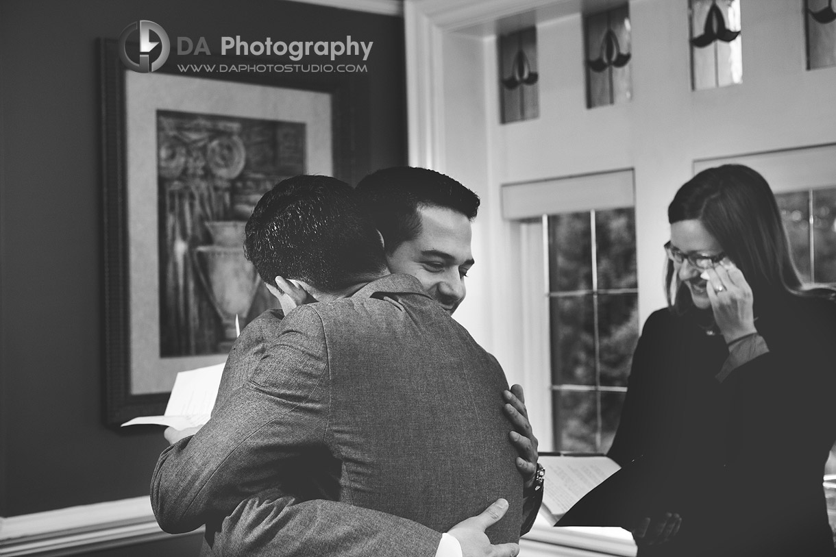 The emotions of a wedding ceremony and the minister tears - Same Sex Weddings by DA Photography at EdgeWater Manor - www.daphotostudio.com