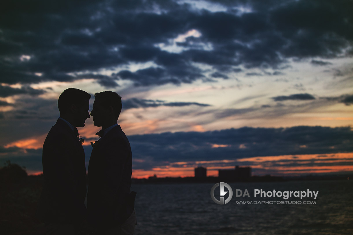 The Silhouettes at the sunset in Fall - Same Sex Weddings by DA Photography at EdgeWater Manor - www.daphotostudio.com