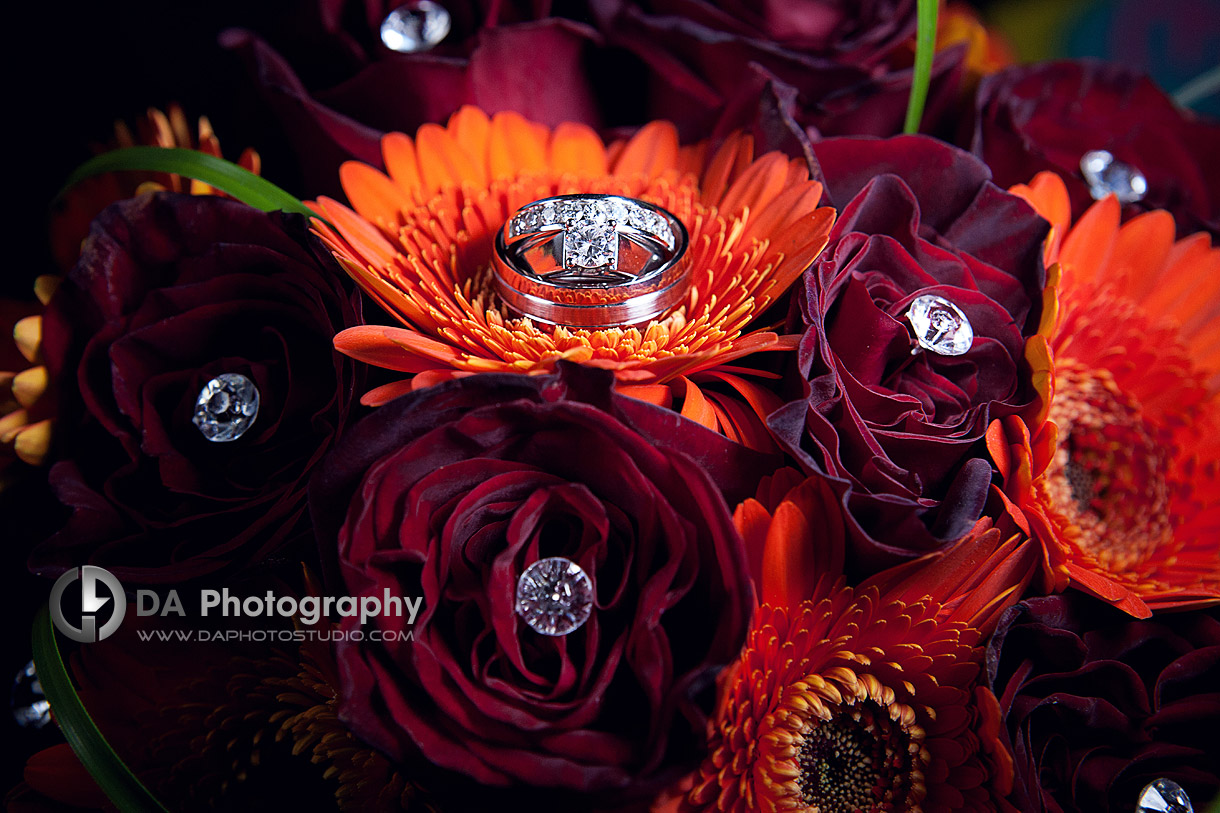 Wedding rings in the bride's bouquet - Blended Family in Fall wedding by DA Photography, www.daphotostudio.com