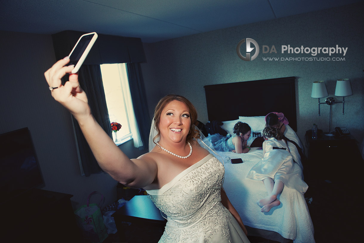 The bride's selfie on her wedding day - Blended Family in Fall wedding by DA Photography, www.daphotostudio.com