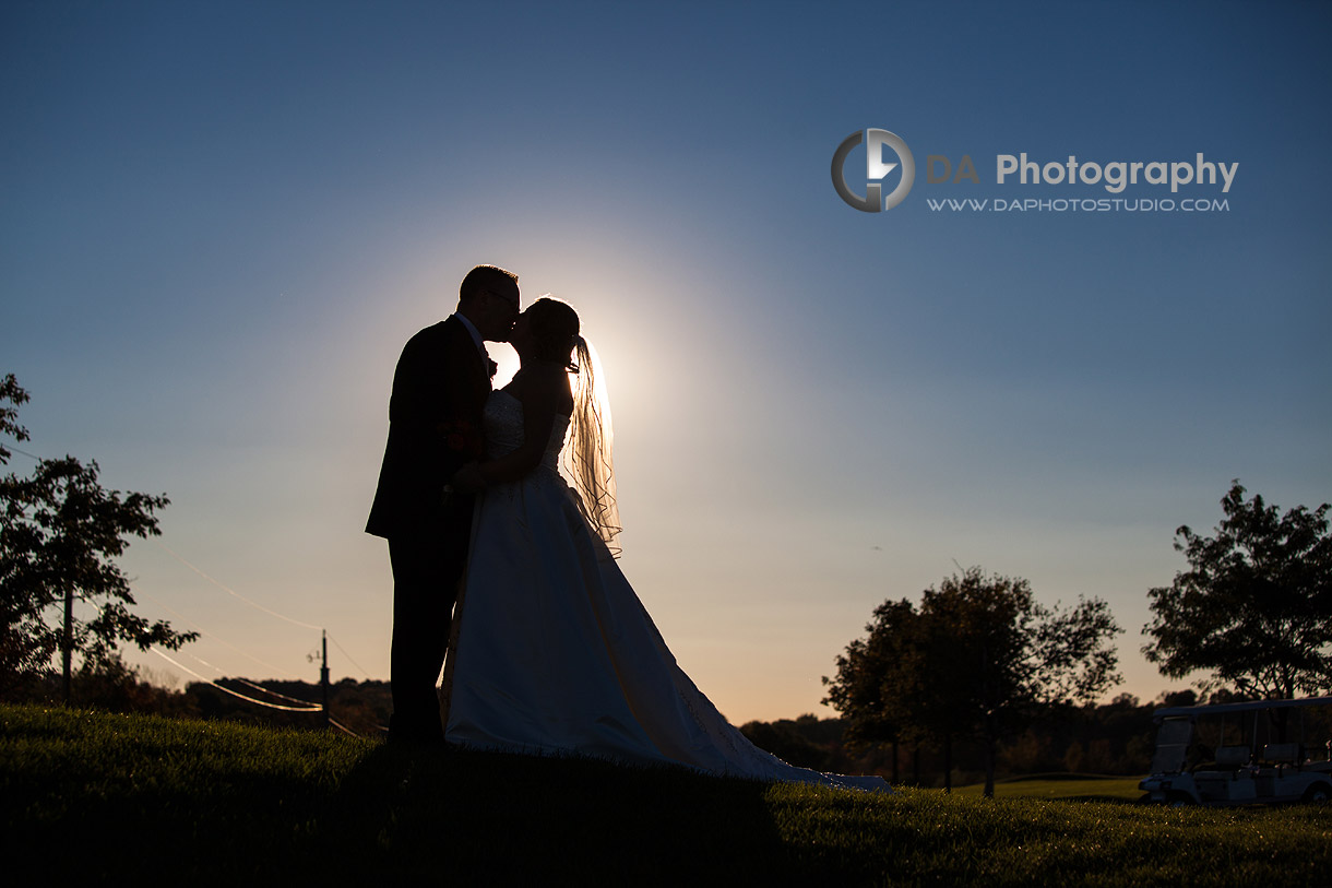 Wedding couple silhouettes in fall - Blended Family in Fall wedding by DA Photography, www.daphotostudio.com