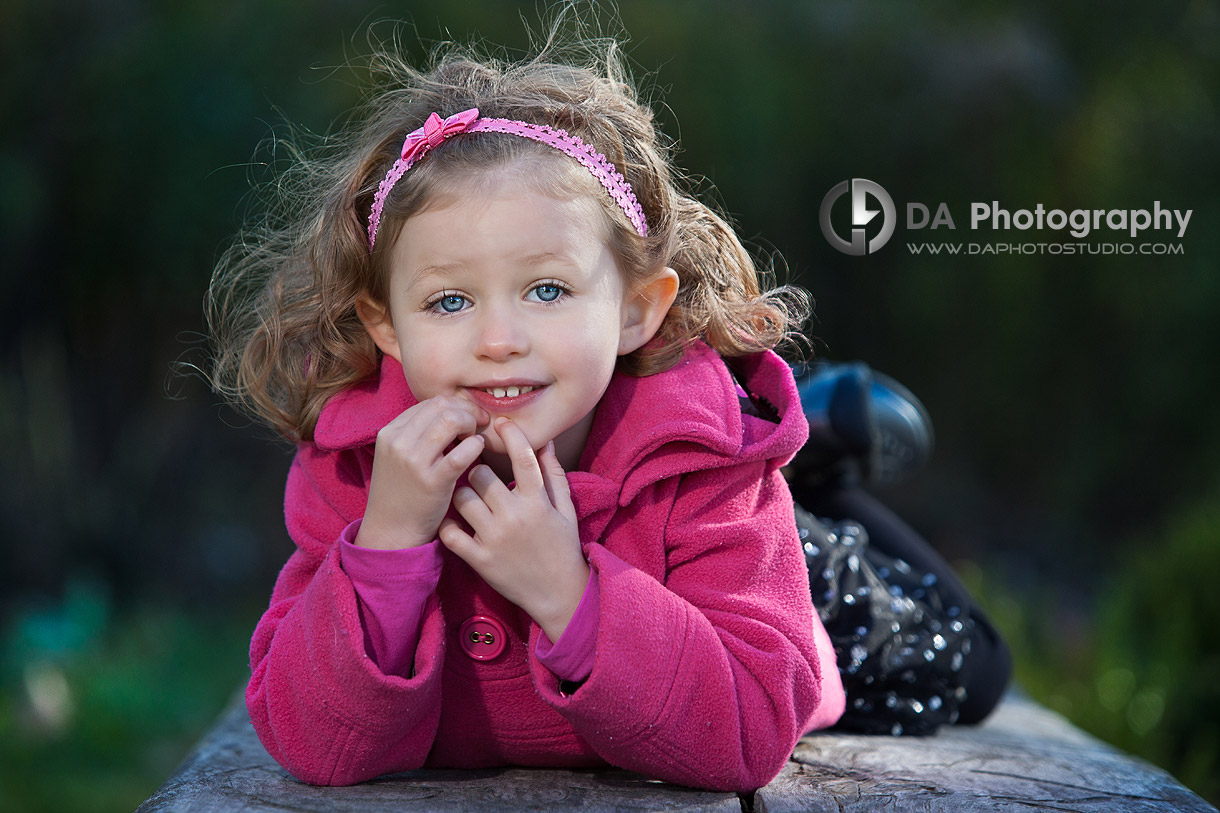 The colours of Fall vs blue eyes of a toddler - at Heart Lake Conservation Area by DA Photography - www.daphotostudio.com