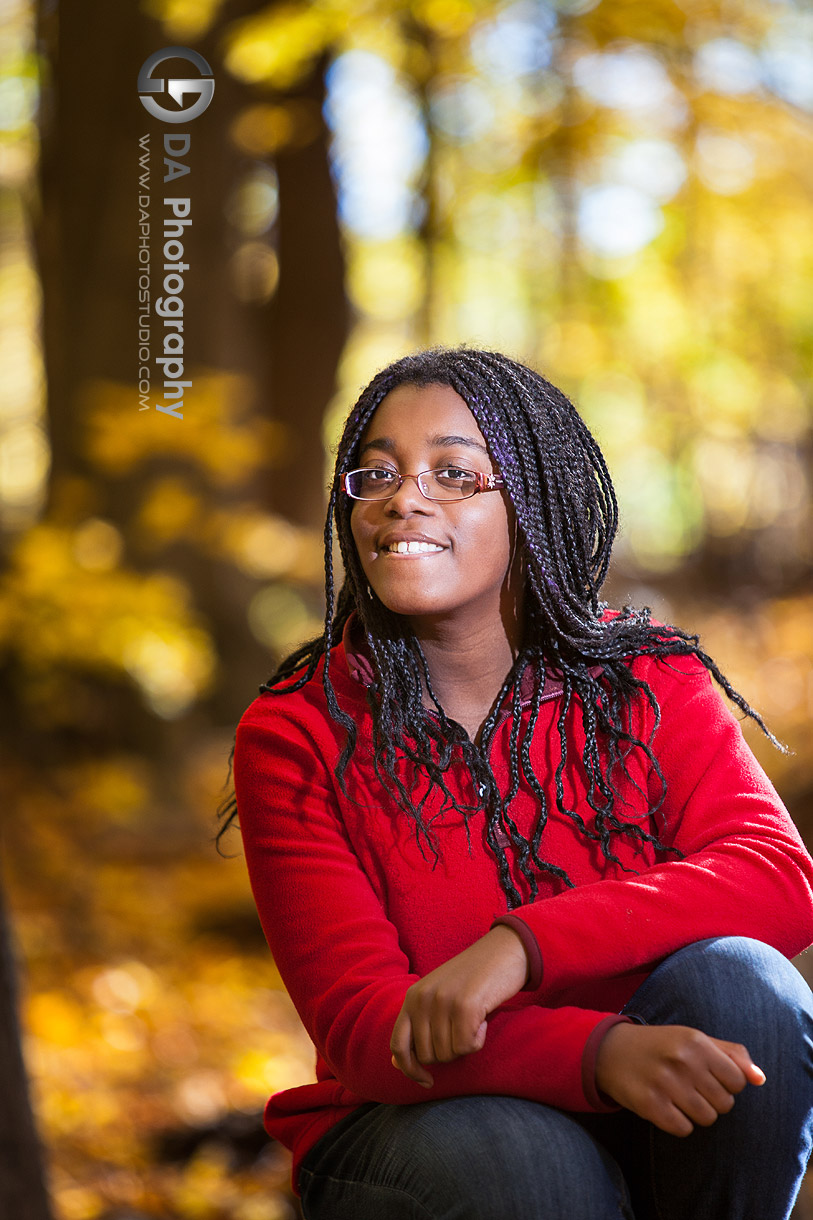 Environmental Fall Portrait of Teen - by DA Photography - Family Photographer in Mississauga, www.daphotostudio.com