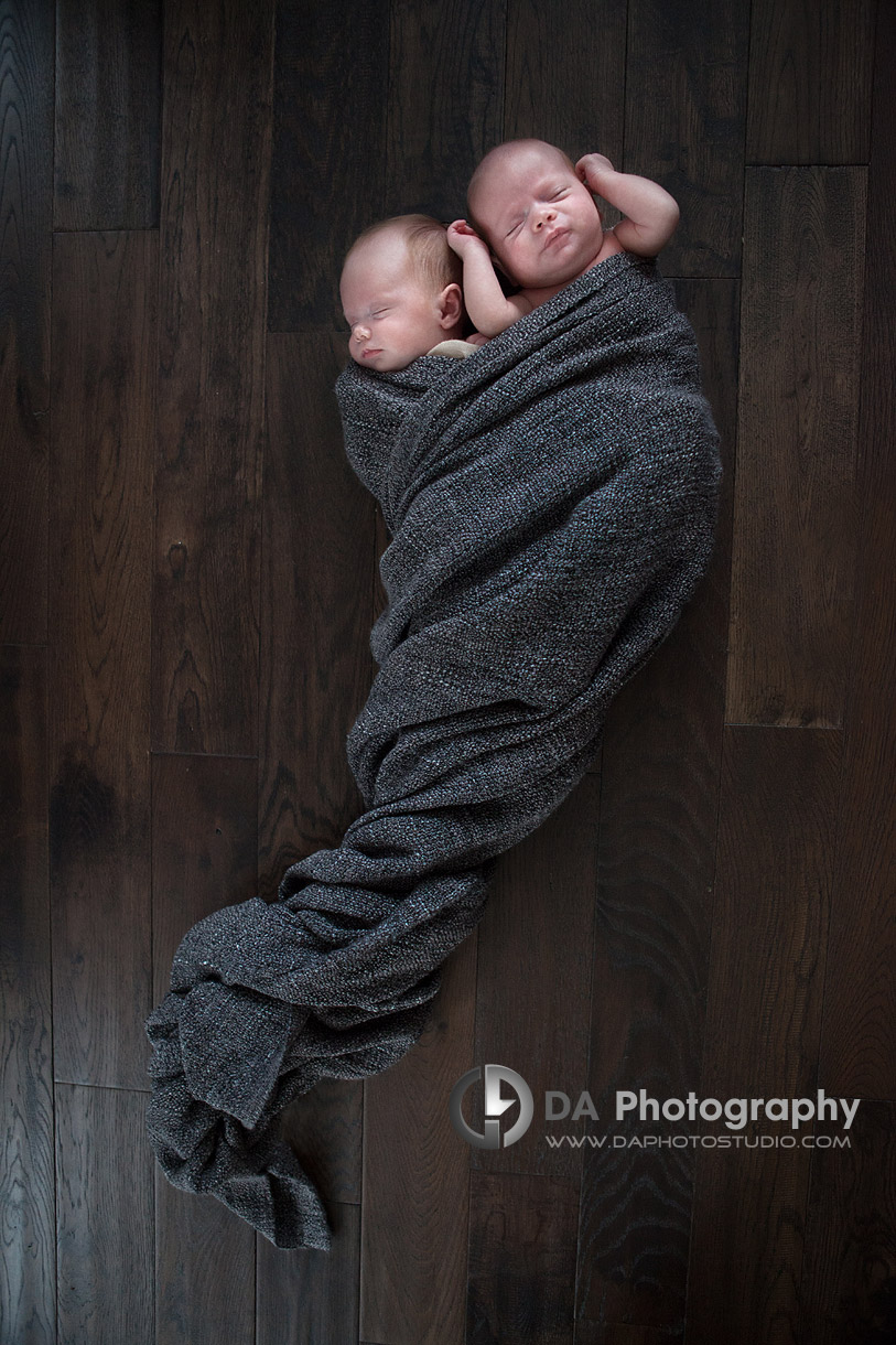 Twin newborn sisters as a mermaid -Newborn babies by DA Photography - www.daphotostudio.com