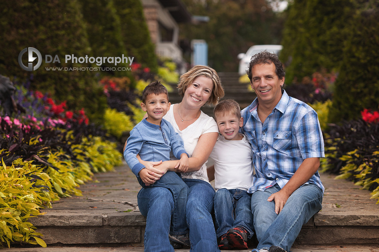 Family Portrait in the garden - Fall Family Photos by DA Photography - Gairloch Gardens, Oakville - www.daphotostudio.com