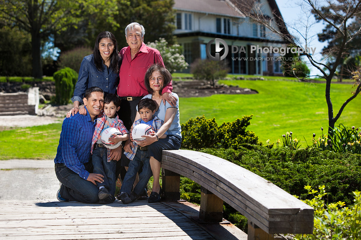 Family Portraits with twin boys and their grandparents - by DA Photography - Gairloch Gardens, ON - www.daphotostudio.com