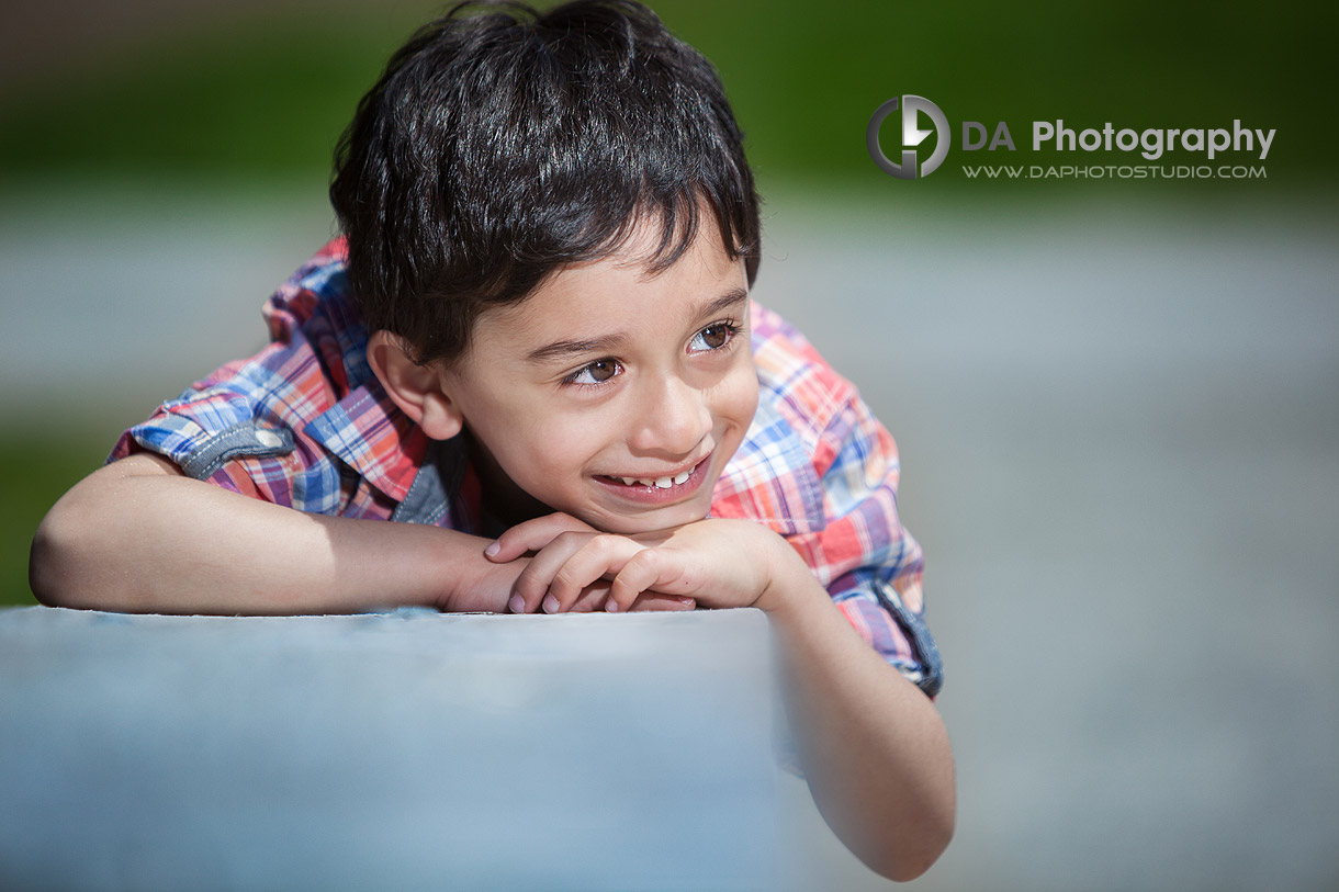 Posed - Unposed happy child - by DA Photography - Gairloch Gardens, ON - www.daphotostudio.com