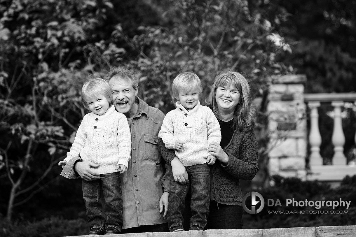 Family with Twin boys - Professional photos by DA Photography at Paletta Mansion, Burlington - www.daphotostudio.com
