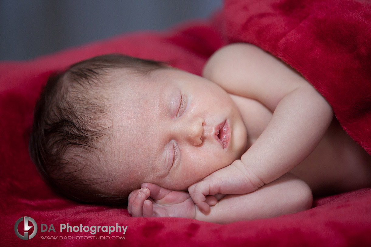 Newborn baby napping - Newborn baby Photo props by DA Photography, www.daphotostudio.com