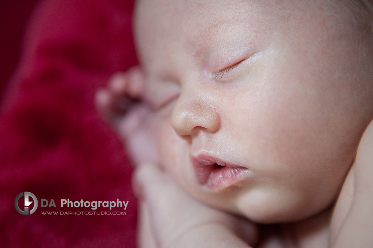 Newborn baby face details - Newborn baby Photo props by DA Photography, www.daphotostudio.com