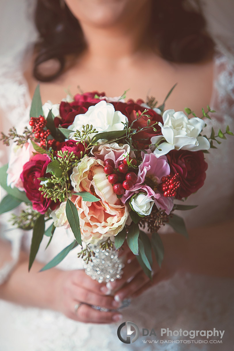 Bride's wedding bouquet - Winter wedding at Liberty Grand by DA Photography , www.daphotostudio.com