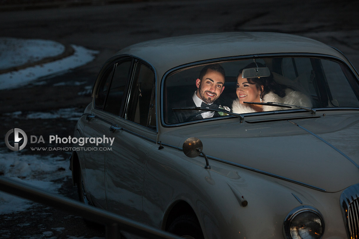 Night drive in a Buggy Car - Winter wedding at Liberty Grand by DA Photography , www.daphotostudio.com