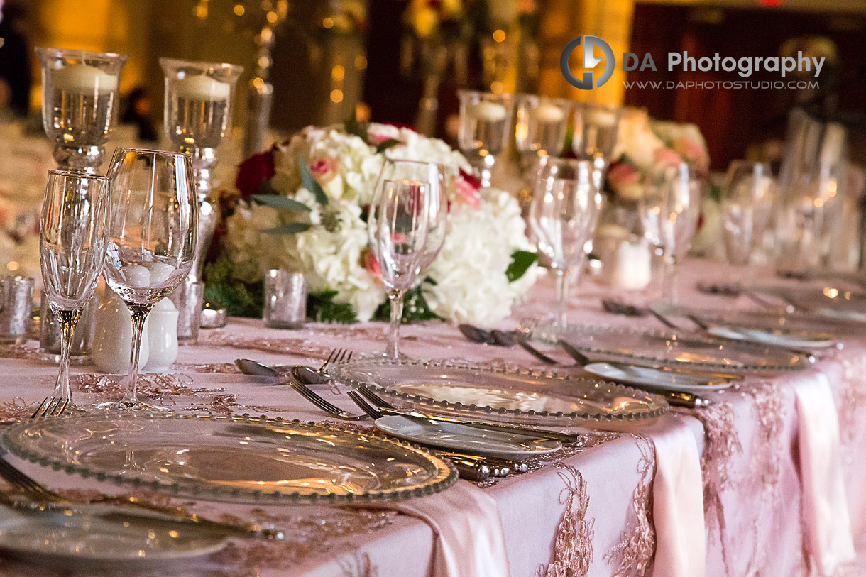 Wedding decor details, table set up - Winter wedding at Liberty Grand by DA Photography , www.daphotostudio.com